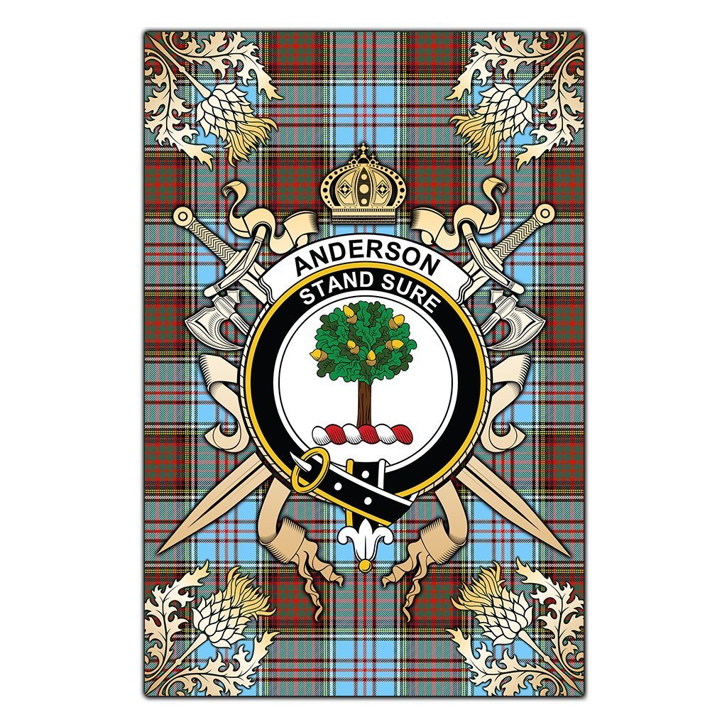 Clan Anderson Ancient Tartan Crest Black Garden Flag  - Gold Thistle  ZP91 Clan Anderson Tartan Today   