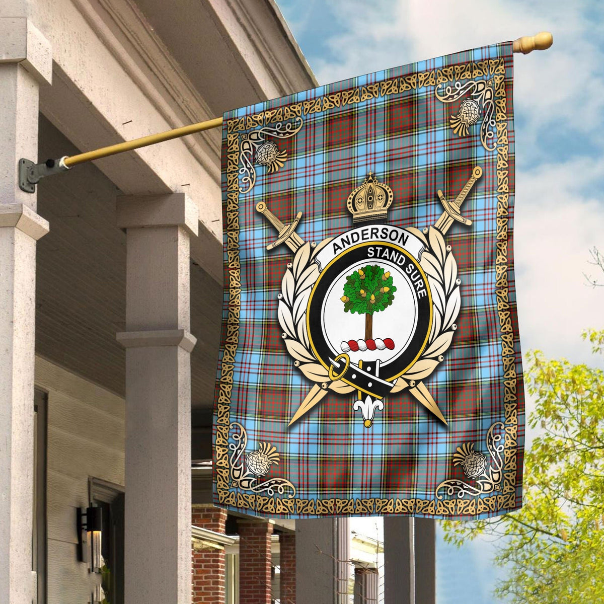 Clan Anderson Ancient Tartan Crest Garden Flag  - Celtic Thistle  OK84 Clan Anderson Tartan Today   