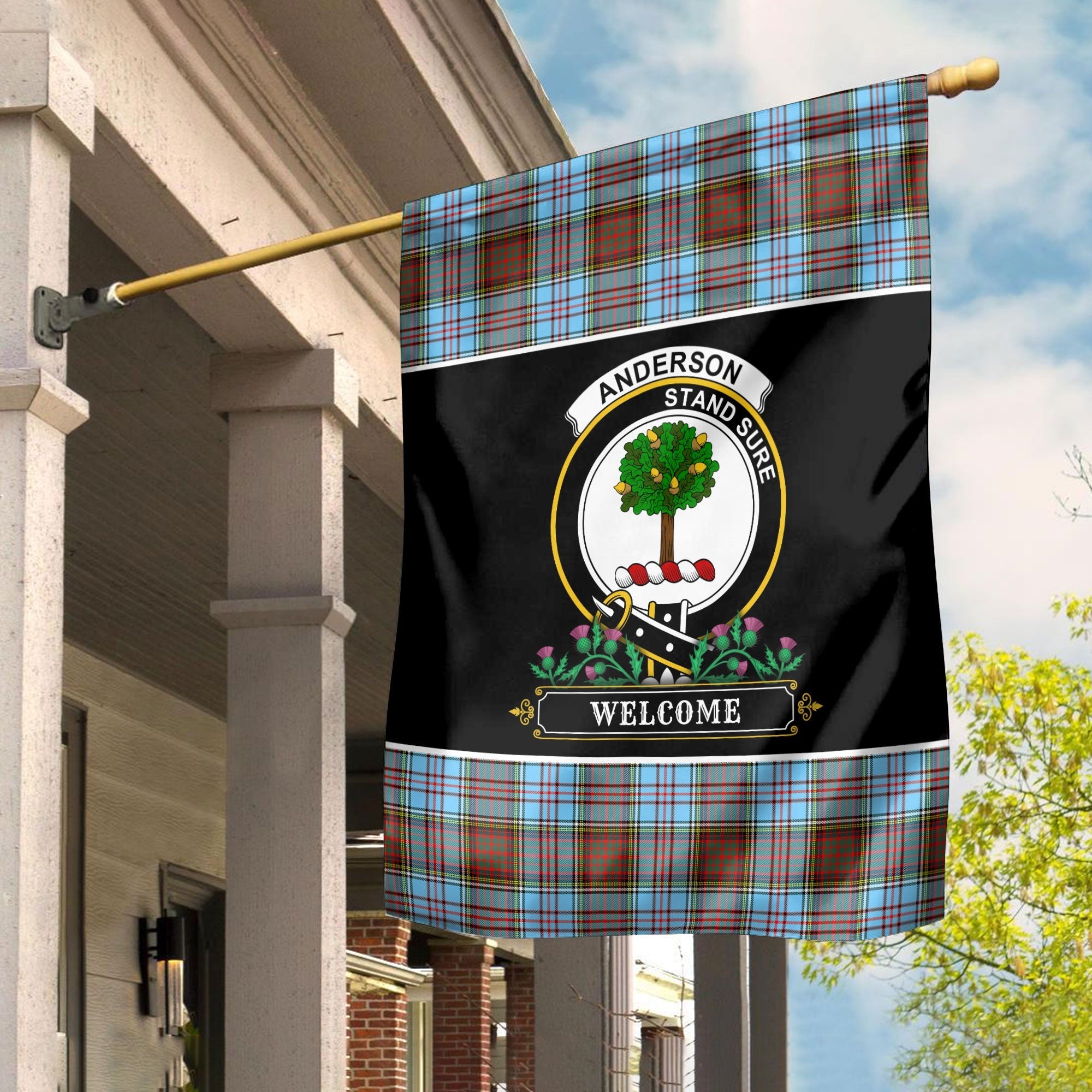 Clan Anderson Ancient Tartan Crest Garden Flag  - Welcome  LI29 Clan Anderson Tartan Today   