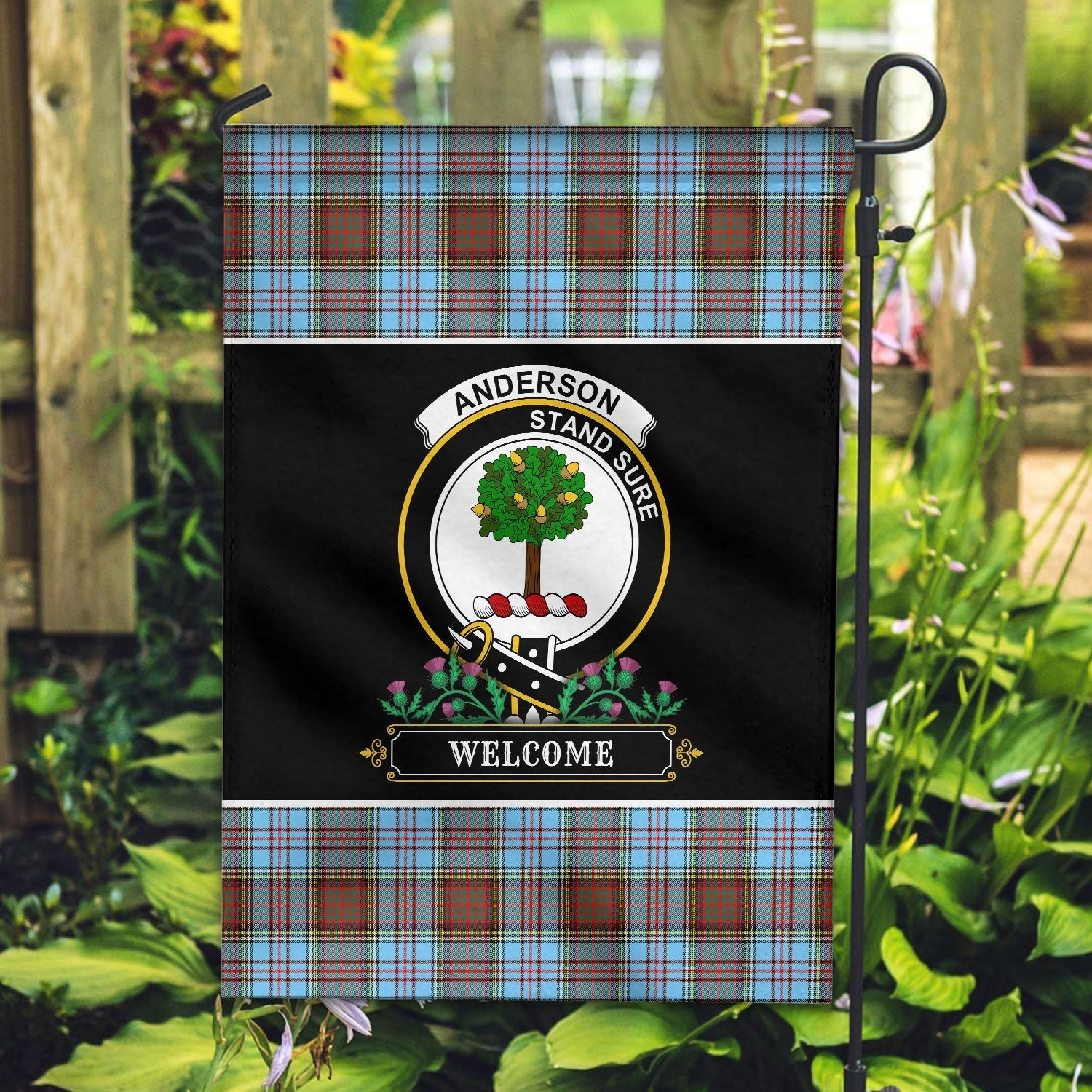 Clan Anderson Ancient Tartan Crest Garden Flag  - Welcome  LI29 Clan Anderson Tartan Today   