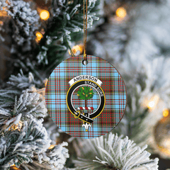 Clan Anderson Ancient Tartan Crest Round Ceramic Ornament AD78 Anderson Ancient Tartan Tartan Christmas   