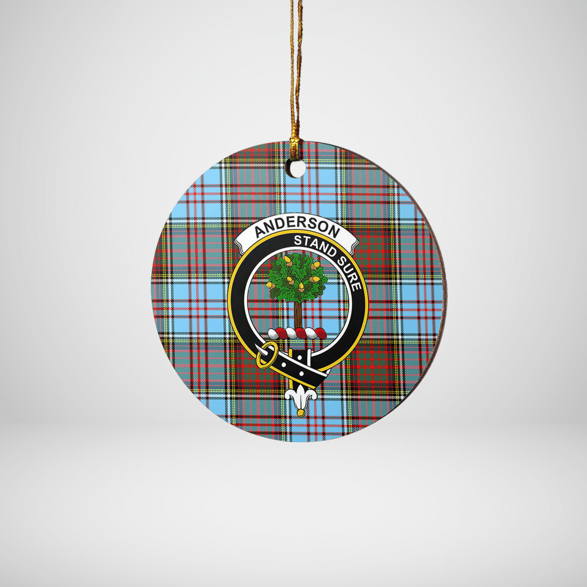 Clan Anderson Ancient Tartan Crest Round Ceramic Ornament AD78 Anderson Ancient Tartan Tartan Christmas   