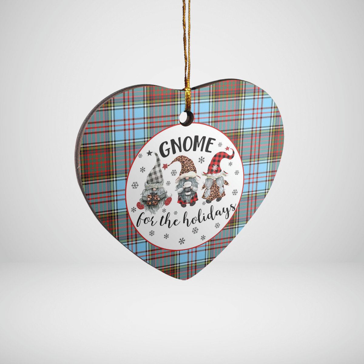 Clan Anderson Ancient Tartan Gnome Heart Ceramic Ornament UI67 Anderson Ancient Tartan Gnome Tartan Christmas   