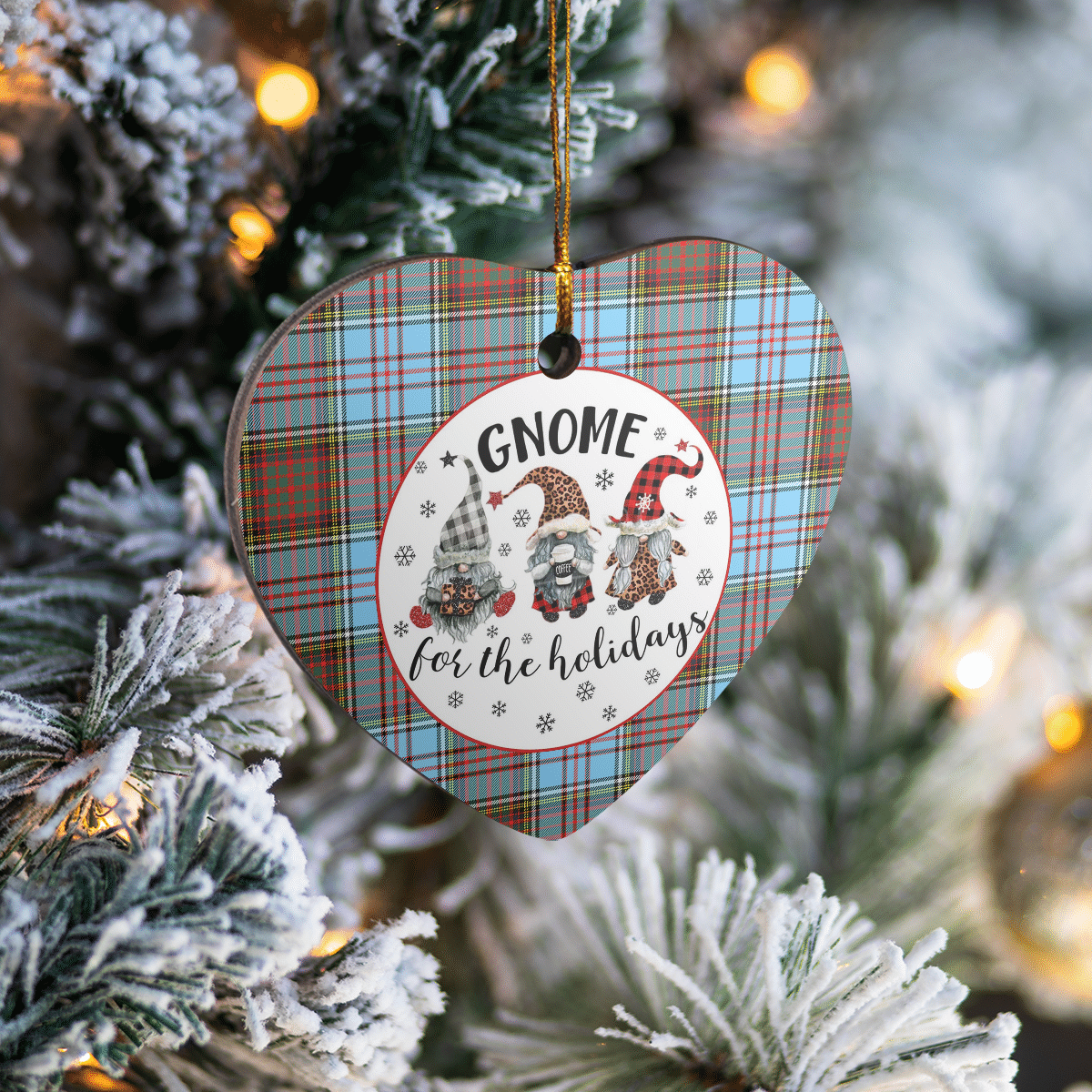 Clan Anderson Ancient Tartan Gnome Heart Ceramic Ornament UI67 Anderson Ancient Tartan Gnome Tartan Christmas   