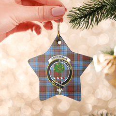 Clan Anderson Modern Tartan Crest Star Ceramic Ornament KE25 Anderson Modern Tartan Tartan Christmas   