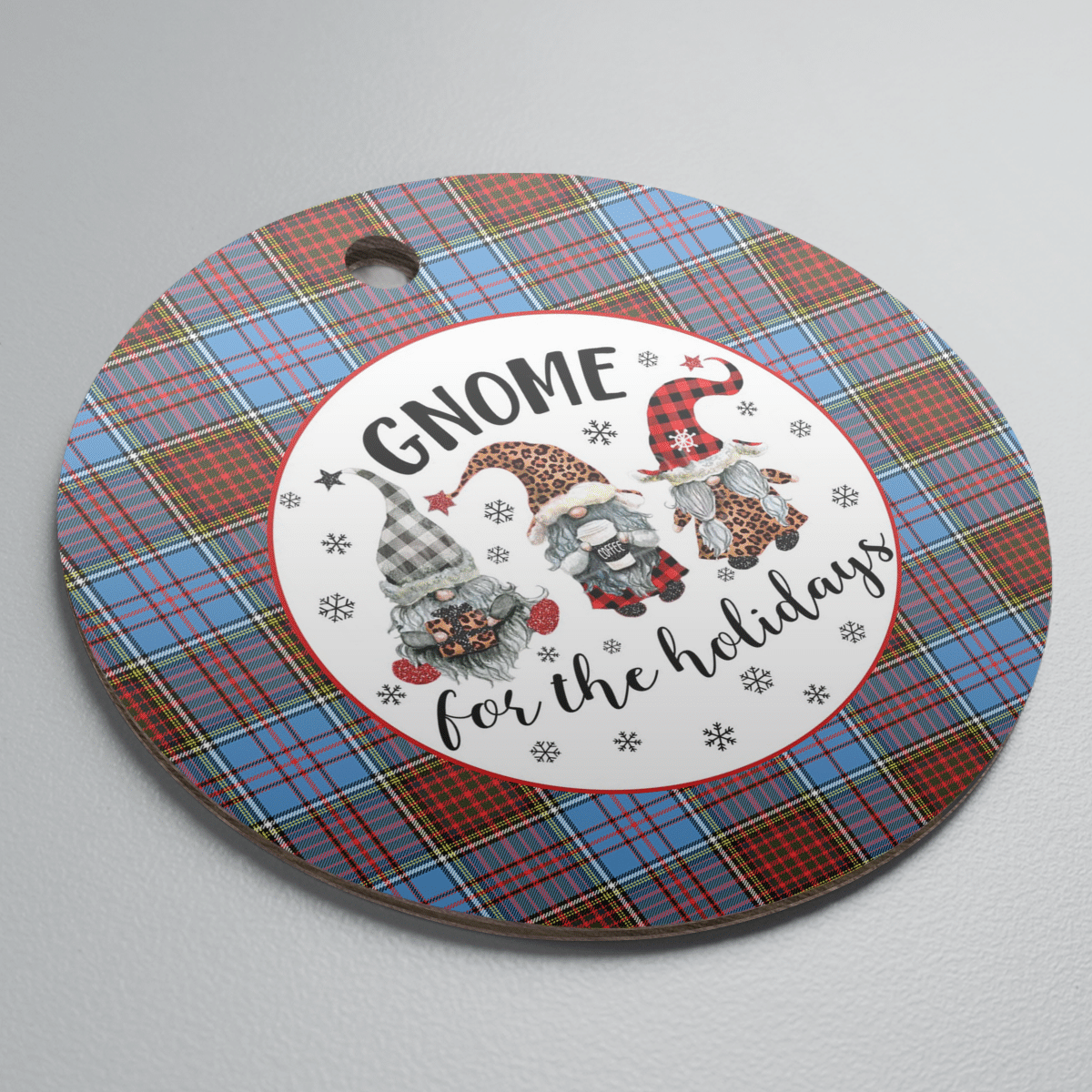 Clan Anderson Modern Tartan Gnome Round Ceramic Ornament ZT95 Anderson Modern Tartan Tartan Christmas   