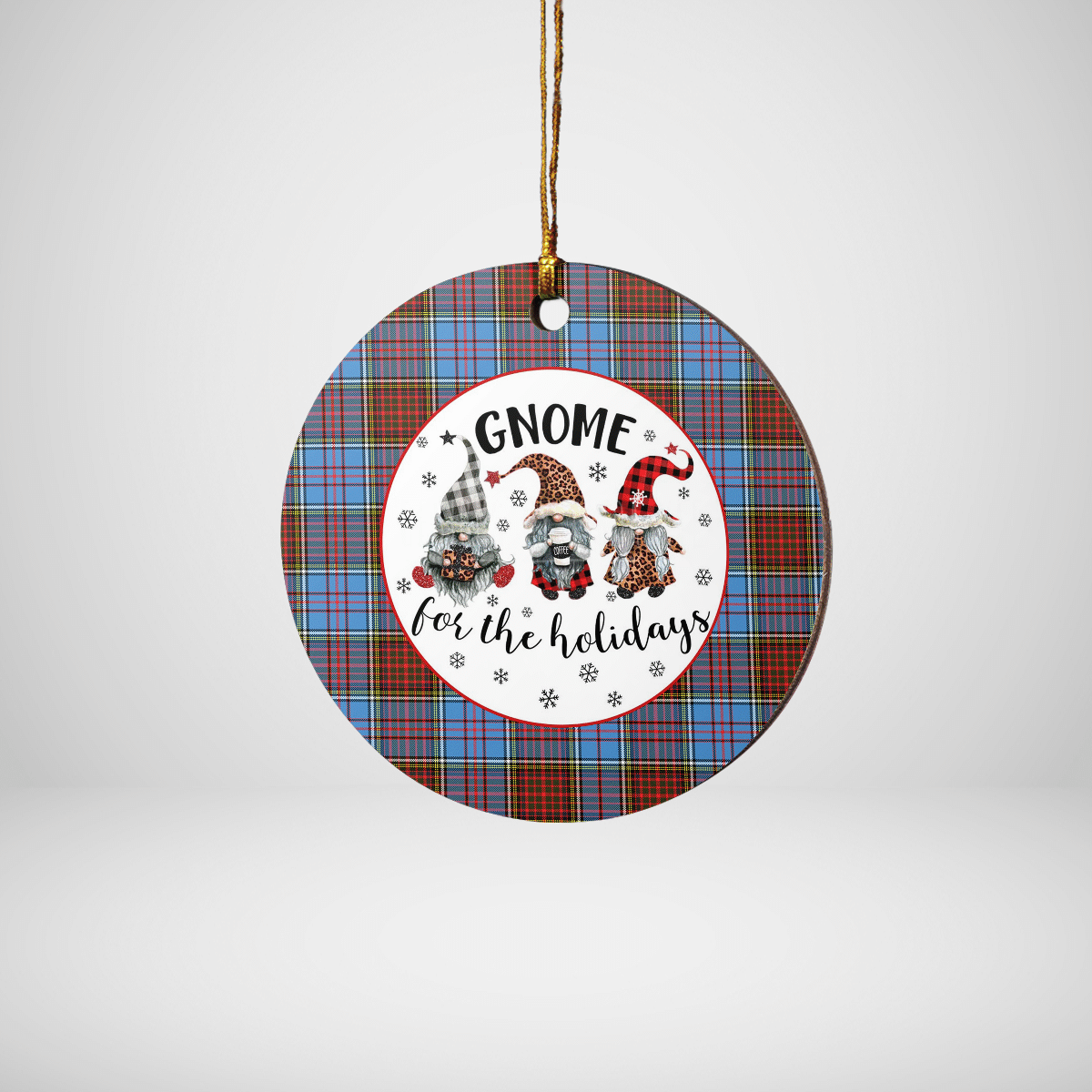 Clan Anderson Modern Tartan Gnome Round Ceramic Ornament ZT95 Anderson Modern Tartan Tartan Christmas   