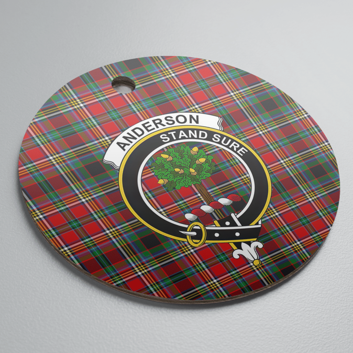 Clan Anderson of Arbrake Tartan Crest Round Ceramic Ornament SA80 Anderson of Arbrake Tartan Tartan Christmas   