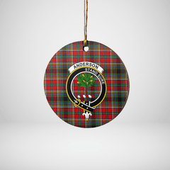 Clan Anderson of Arbrake Tartan Crest Round Ceramic Ornament SA80 Anderson of Arbrake Tartan Tartan Christmas   