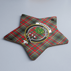 Clan Anderson of Arbrake Tartan Crest Star Ceramic Ornament QS15 Anderson of Arbrake Tartan Tartan Christmas   