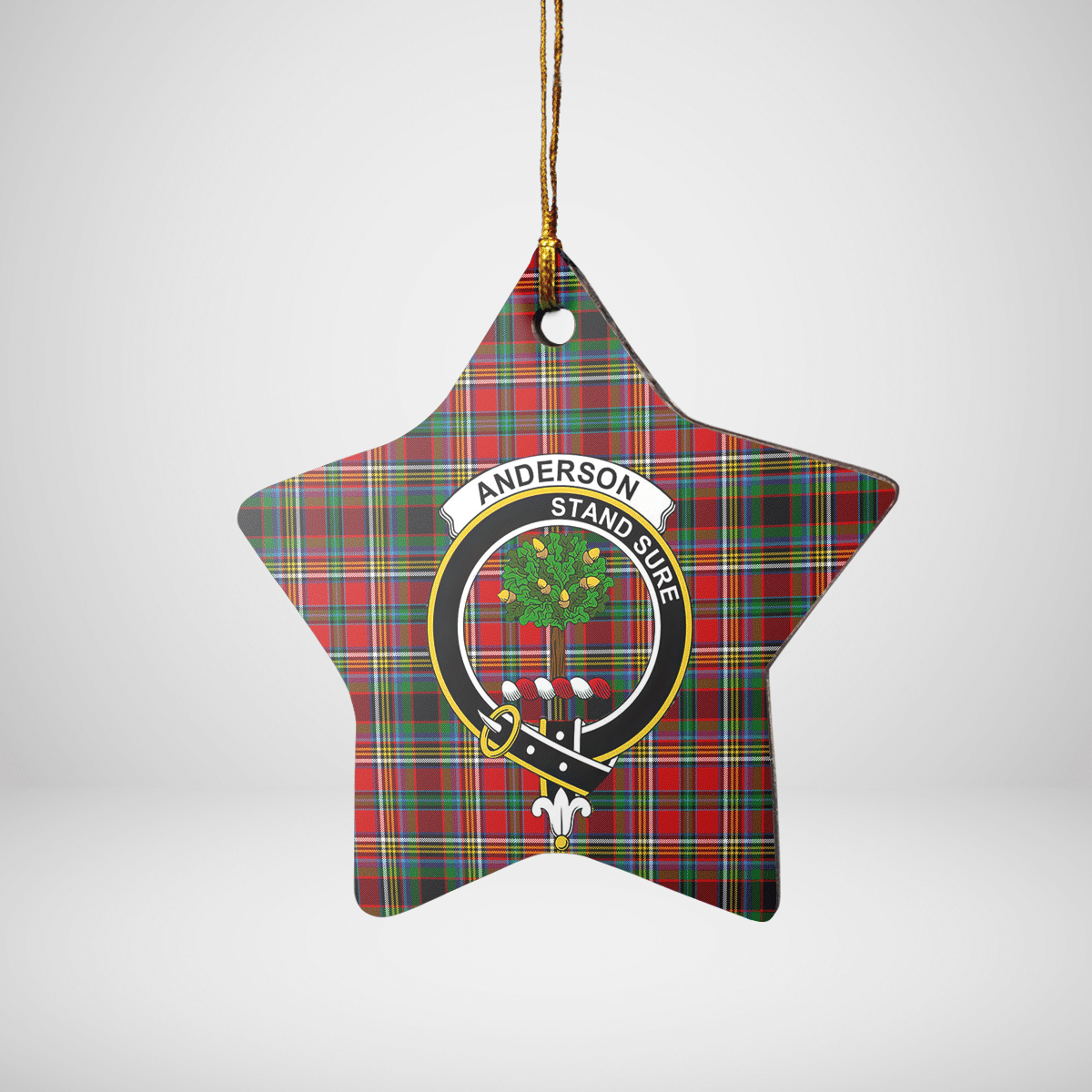 Clan Anderson of Arbrake Tartan Crest Star Ceramic Ornament QS15 Anderson of Arbrake Tartan Tartan Christmas   