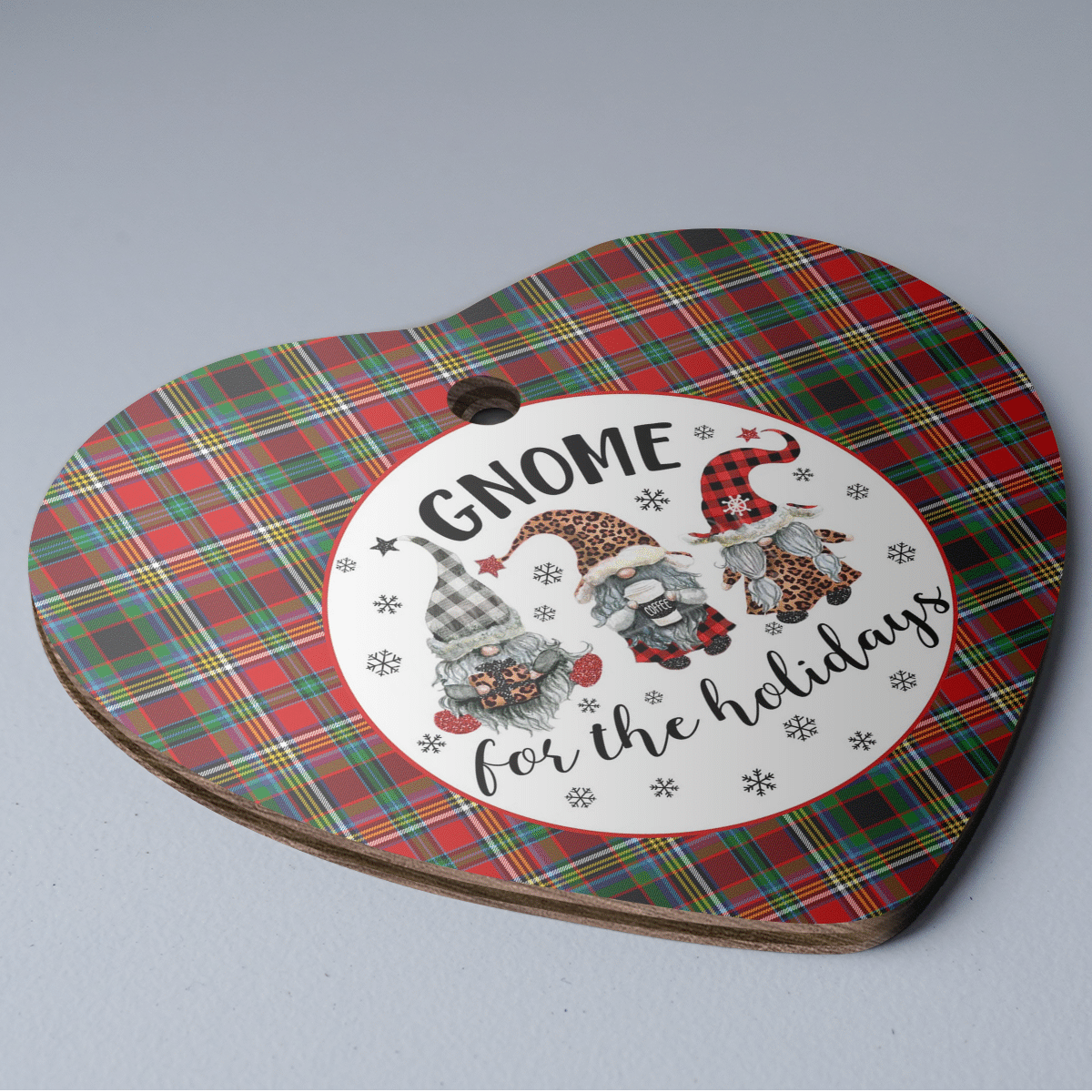 Clan Anderson of Arbrake Tartan Gnome Heart Ceramic Ornament SI39 Anderson of Arbrake Tartan Gnome Tartan Christmas   