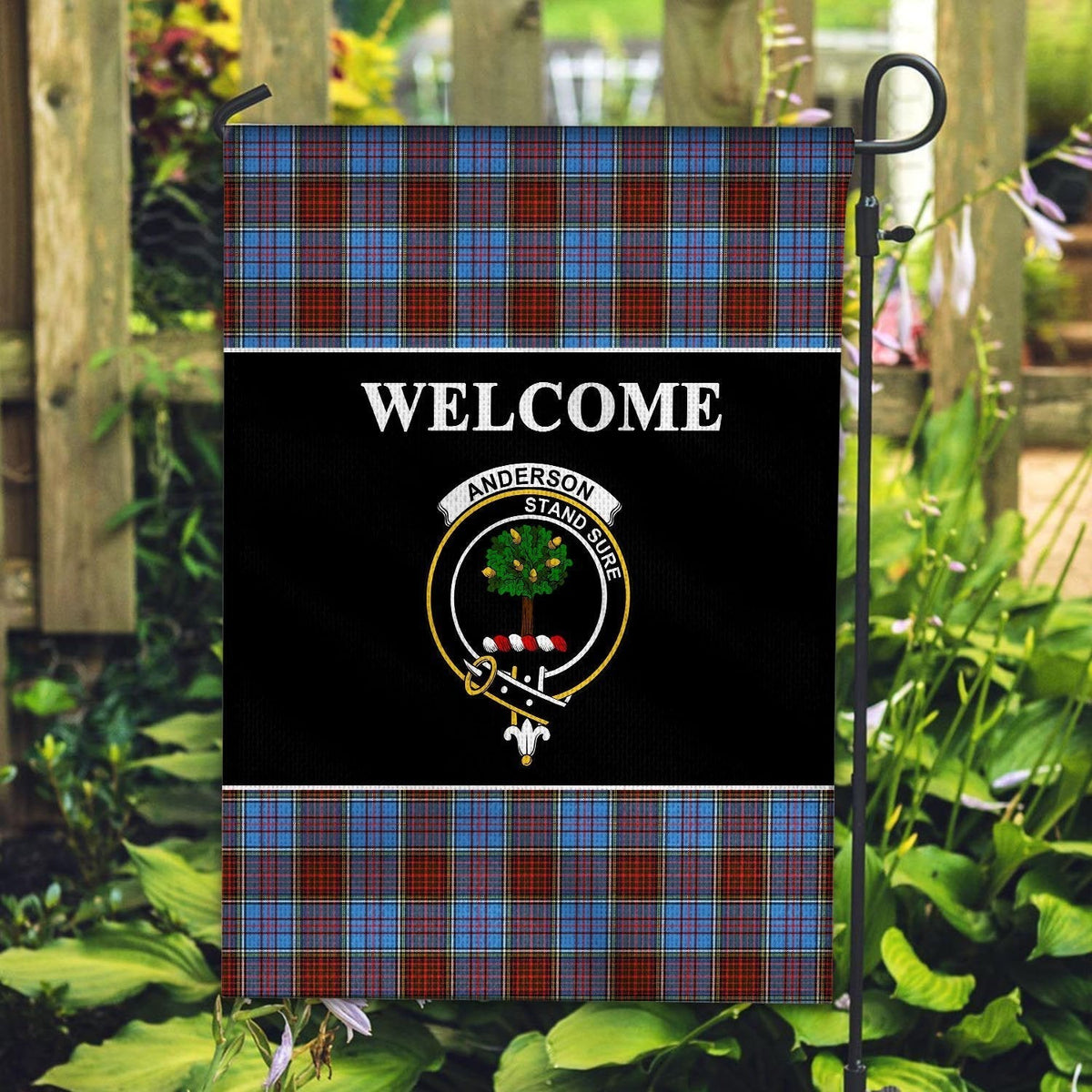 Clan Anderson Tartan Crest Black Garden Flag OZ19 Clan Anderson Tartan Today   