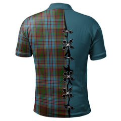 Clan Anderson Tartan Polo Shirt - Lion Rampant And Celtic Thistle Style FR30 Anderson Tartan Tartan Polo   