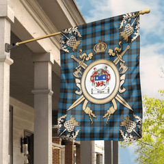 Clan Angus Ancient Tartan Crest Black Garden Flag  - Gold Thistle  QH54 Clan Angus Tartan Today   