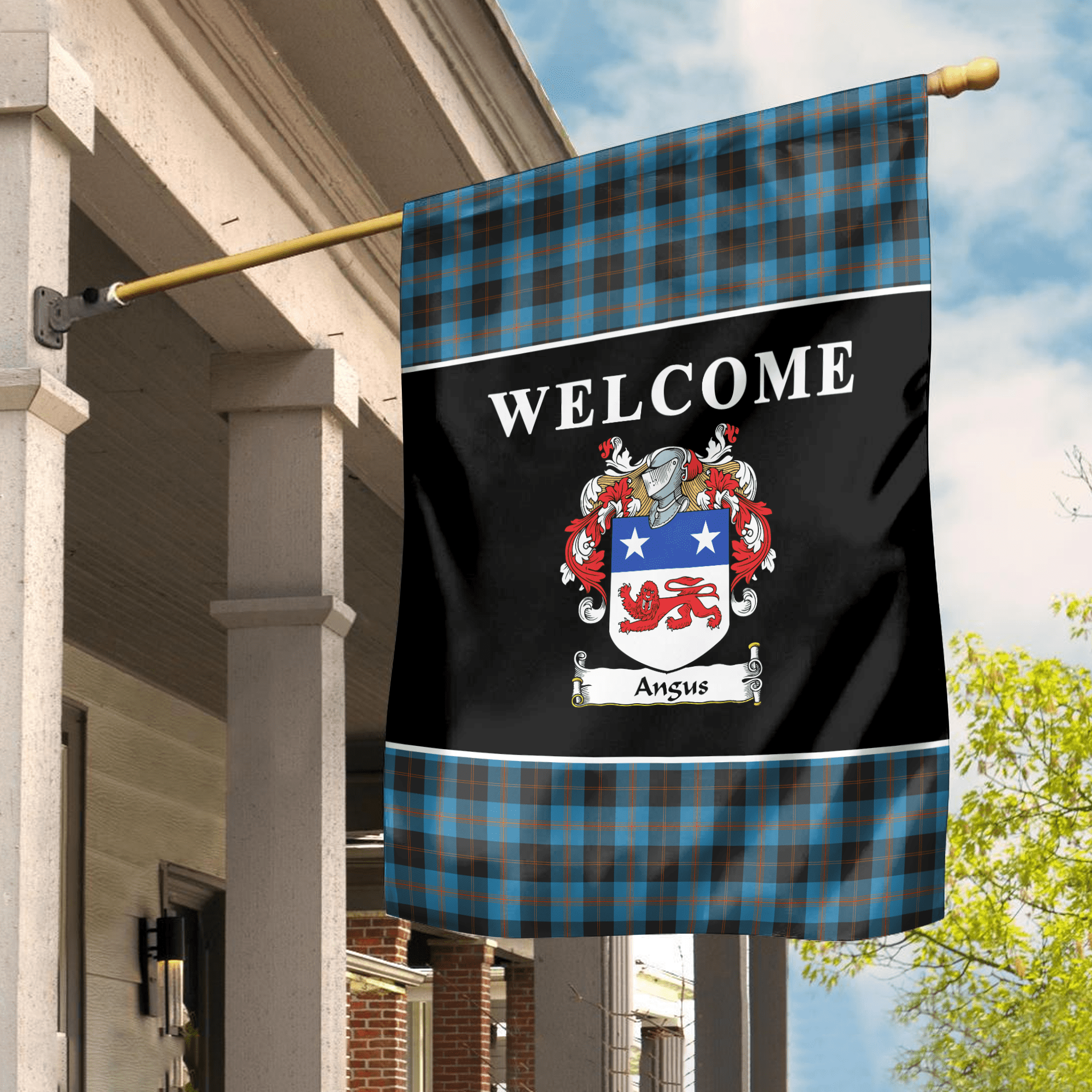 Clan Angus Ancient Tartan Crest Black Garden Flag QO83 Clan Angus Tartan Today   