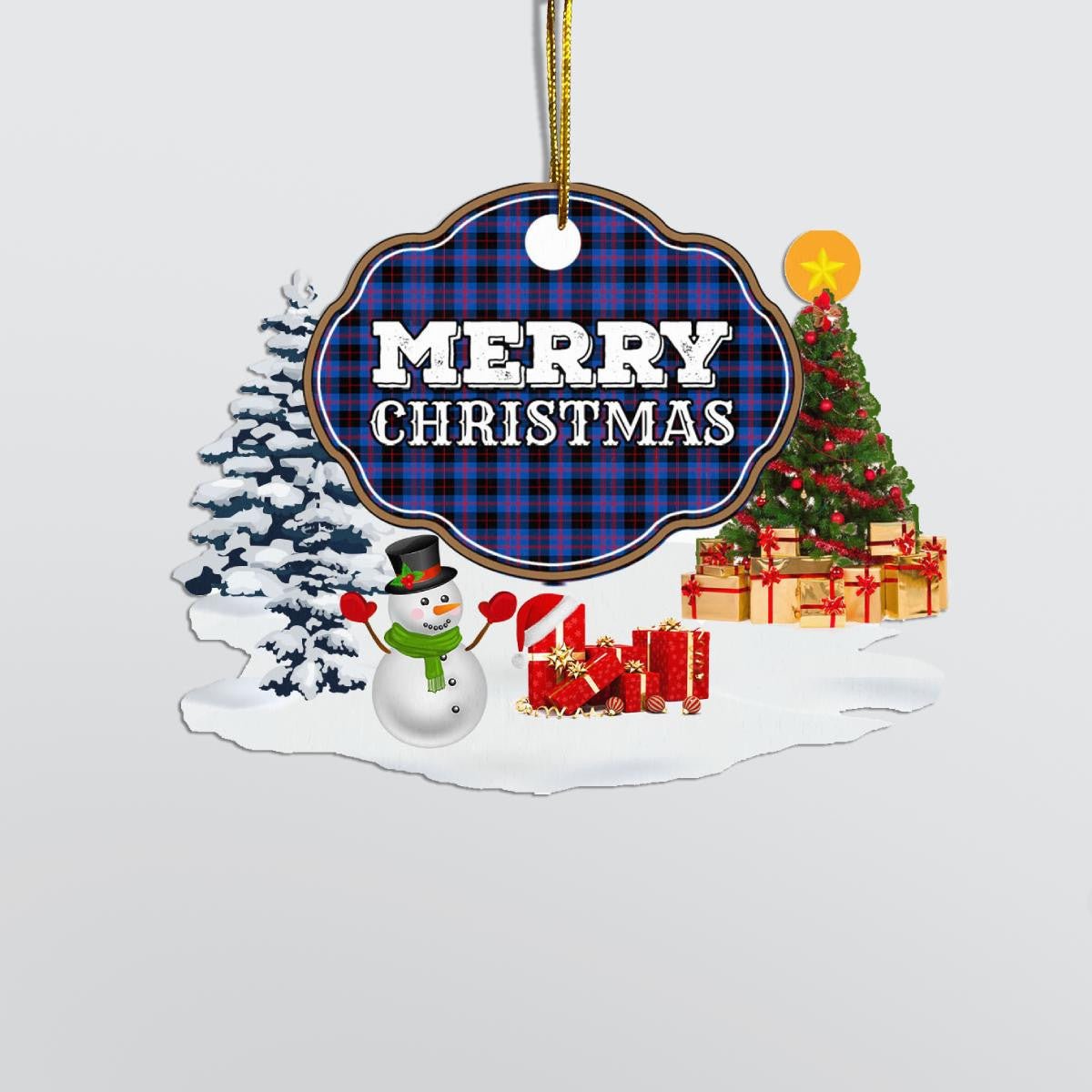 Clan Angus Modern "Merry Christmas" Tartan Acrylic Ornament RX66 Angus Modern Tartan Tartan Christmas   