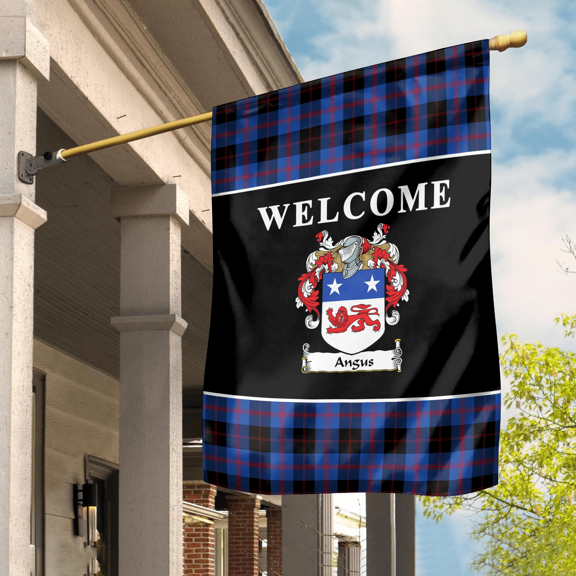 Clan Angus Modern Tartan Crest Black Garden Flag BZ26 Clan Angus Tartan Today   