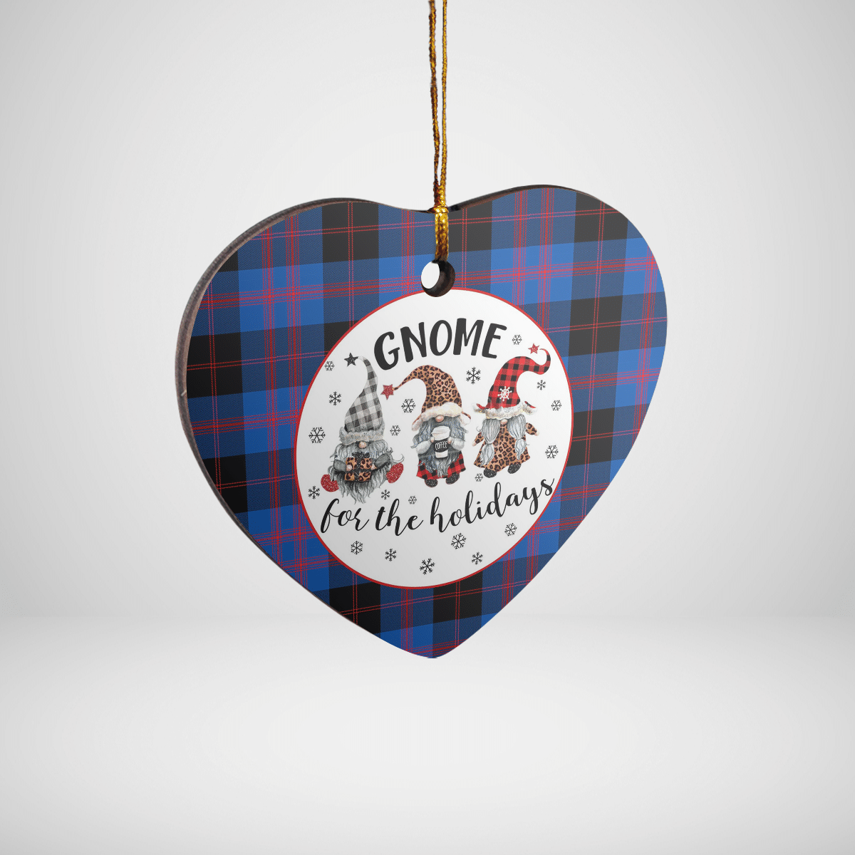 Clan Angus Modern Tartan Gnome Heart Ceramic Ornament AC71 Angus Modern Tartan Gnome Tartan Christmas   