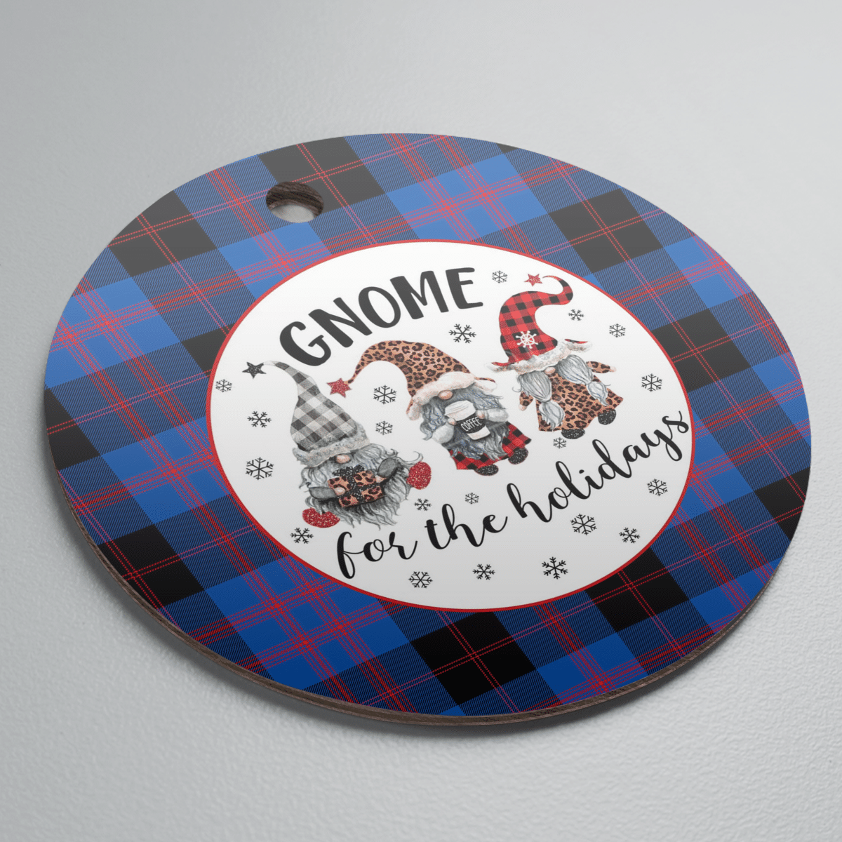 Clan Angus Modern Tartan Gnome Round Ceramic Ornament RT57 Angus Modern Tartan Tartan Christmas   