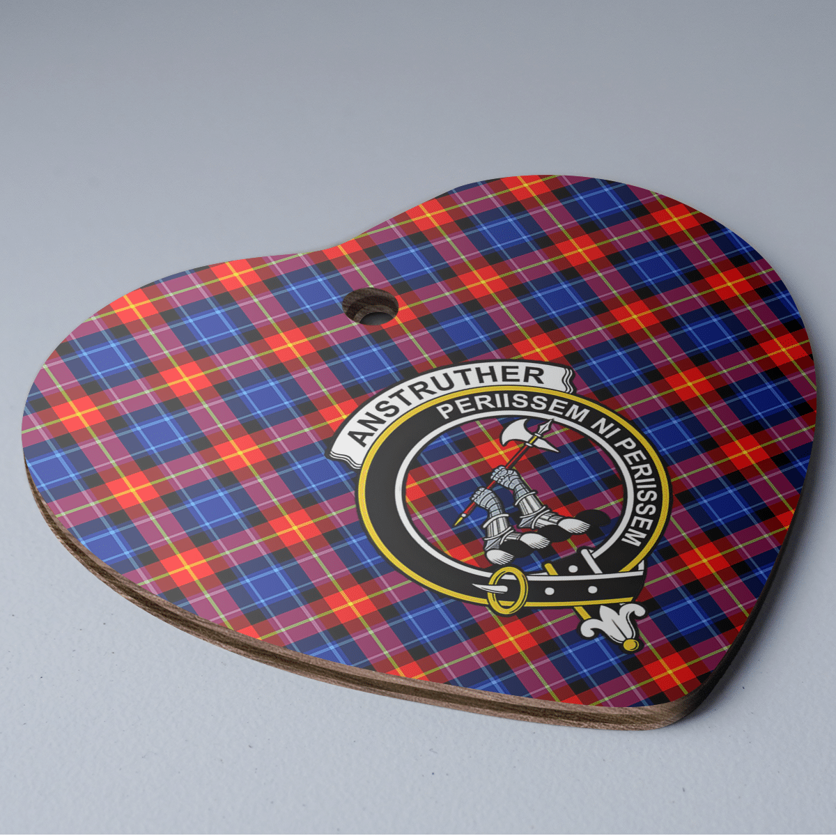 Clan Anstruther Tartan Crest Heart Ceramic Ornament PZ33 Anstruther Tartan Tartan Christmas   