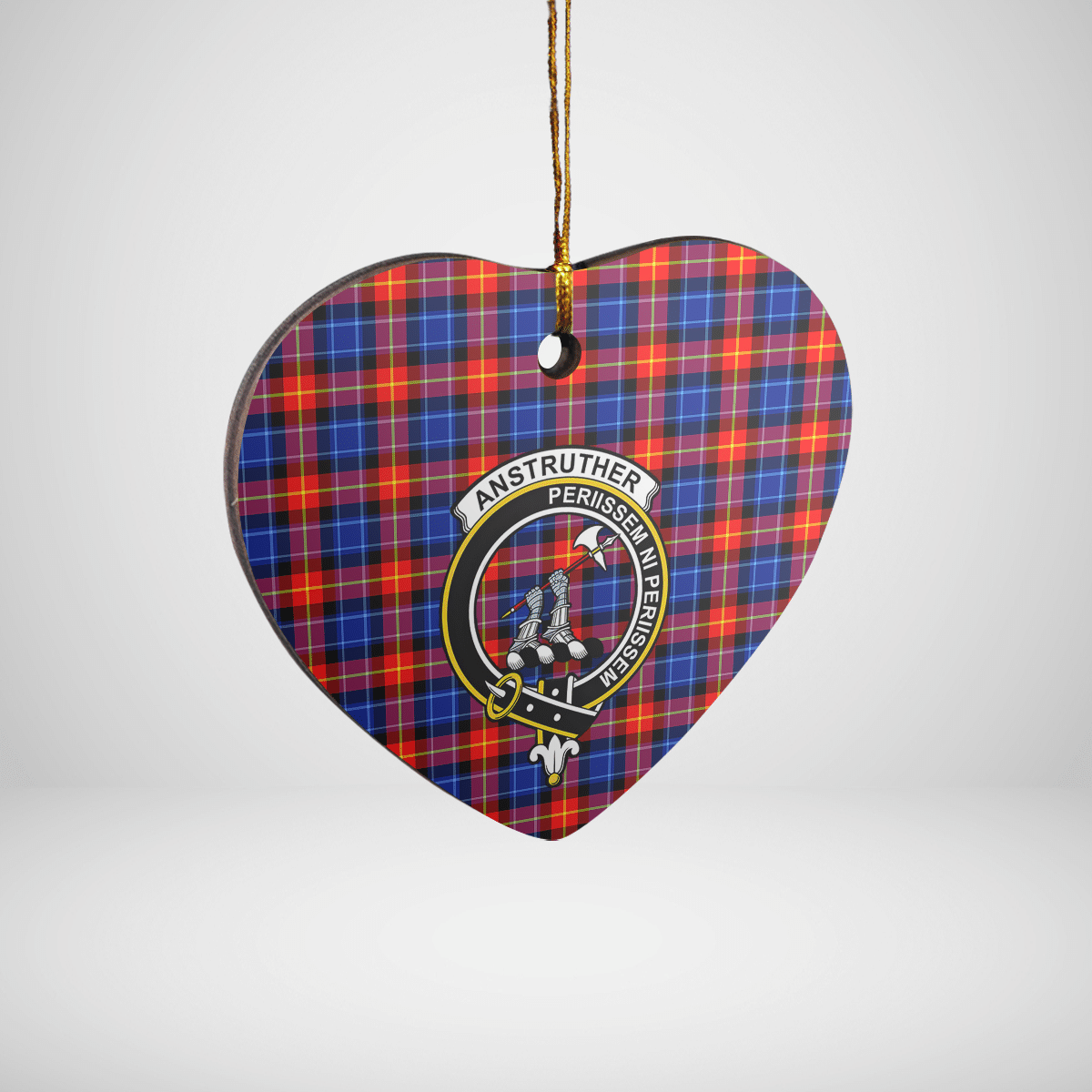 Clan Anstruther Tartan Crest Heart Ceramic Ornament PZ33 Anstruther Tartan Tartan Christmas   