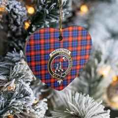 Clan Anstruther Tartan Crest Heart Ceramic Ornament PZ33 Anstruther Tartan Tartan Christmas   