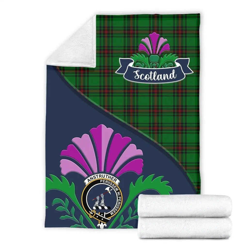 Clan Anstruther Tartan Crest Premium Blanket Thistle Style DW23 Clan Anstruther Tartan Today   