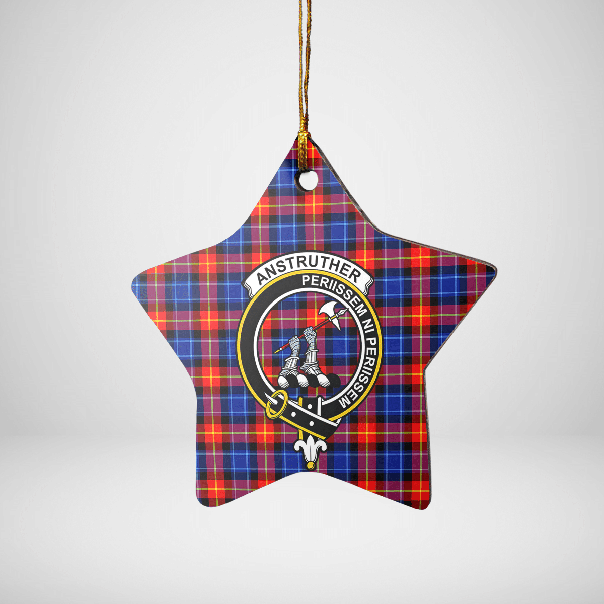 Clan Anstruther Tartan Crest Star Ceramic Ornament QL74 Anstruther Tartan Tartan Christmas   