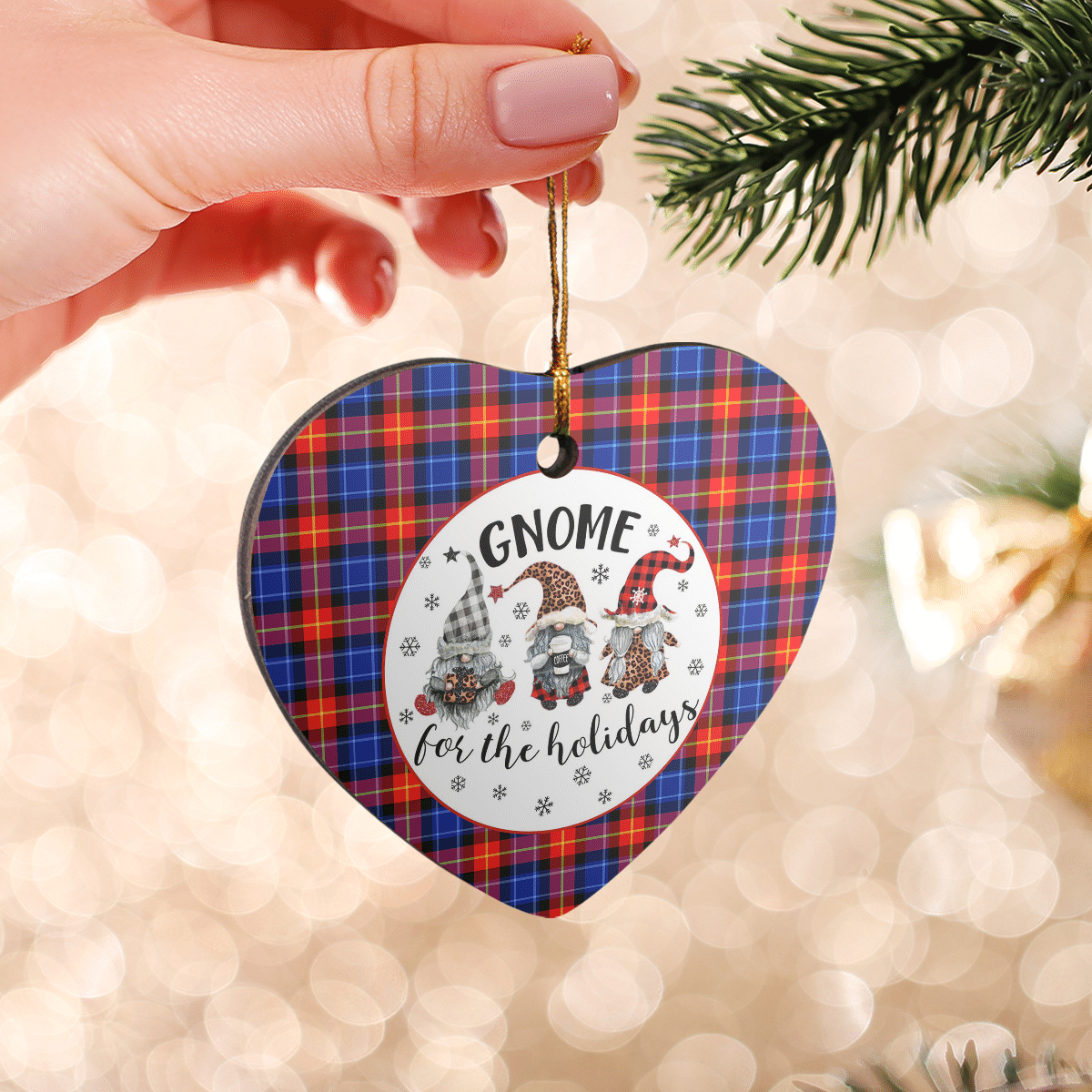 Clan Anstruther Tartan Gnome Heart Ceramic Ornament YX69 Anstruther Tartan Gnome Tartan Christmas   