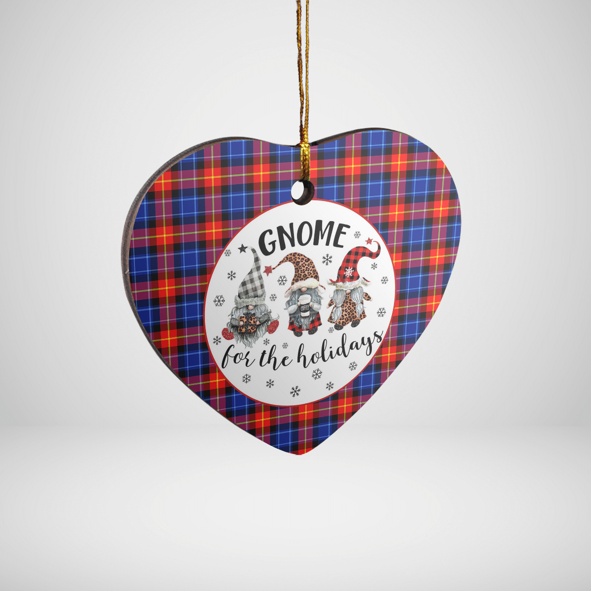 Clan Anstruther Tartan Gnome Heart Ceramic Ornament YX69 Anstruther Tartan Gnome Tartan Christmas   