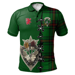 Clan Anstruther Tartan Polo Shirt - Lion Rampant And Celtic Thistle Style MZ43 Anstruther Tartan Tartan Polo   