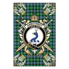 Clan Arbuthnot Ancient Tartan Crest Black Garden Flag  - Gold Thistle  FC76 Clan Arbuthnot Tartan Today   