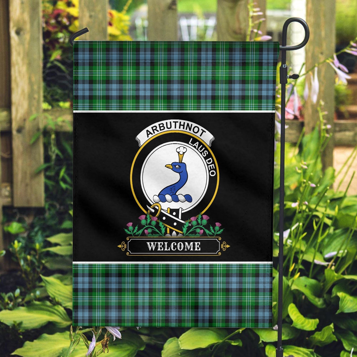 Clan Arbuthnot Ancient Tartan Crest Garden Flag  - Welcome  OU39 Clan Arbuthnot Tartan Today   