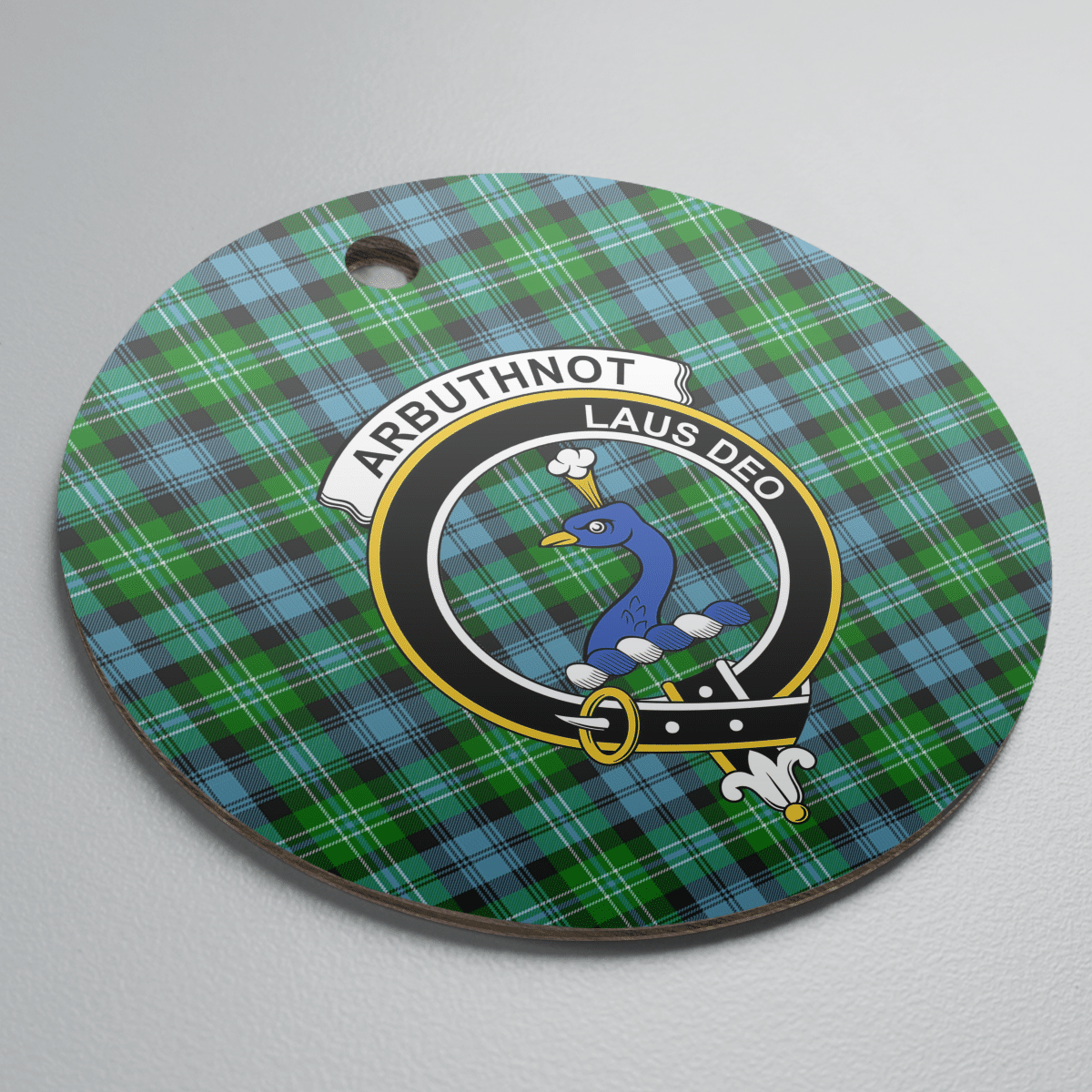 Clan Arbuthnot Ancient Tartan Crest Round Ceramic Ornament VK74 Arbuthnot Ancient Tartan Tartan Christmas   