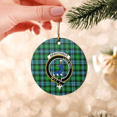 Clan Arbuthnot Ancient Tartan Crest Round Ceramic Ornament VK74 Arbuthnot Ancient Tartan Tartan Christmas   