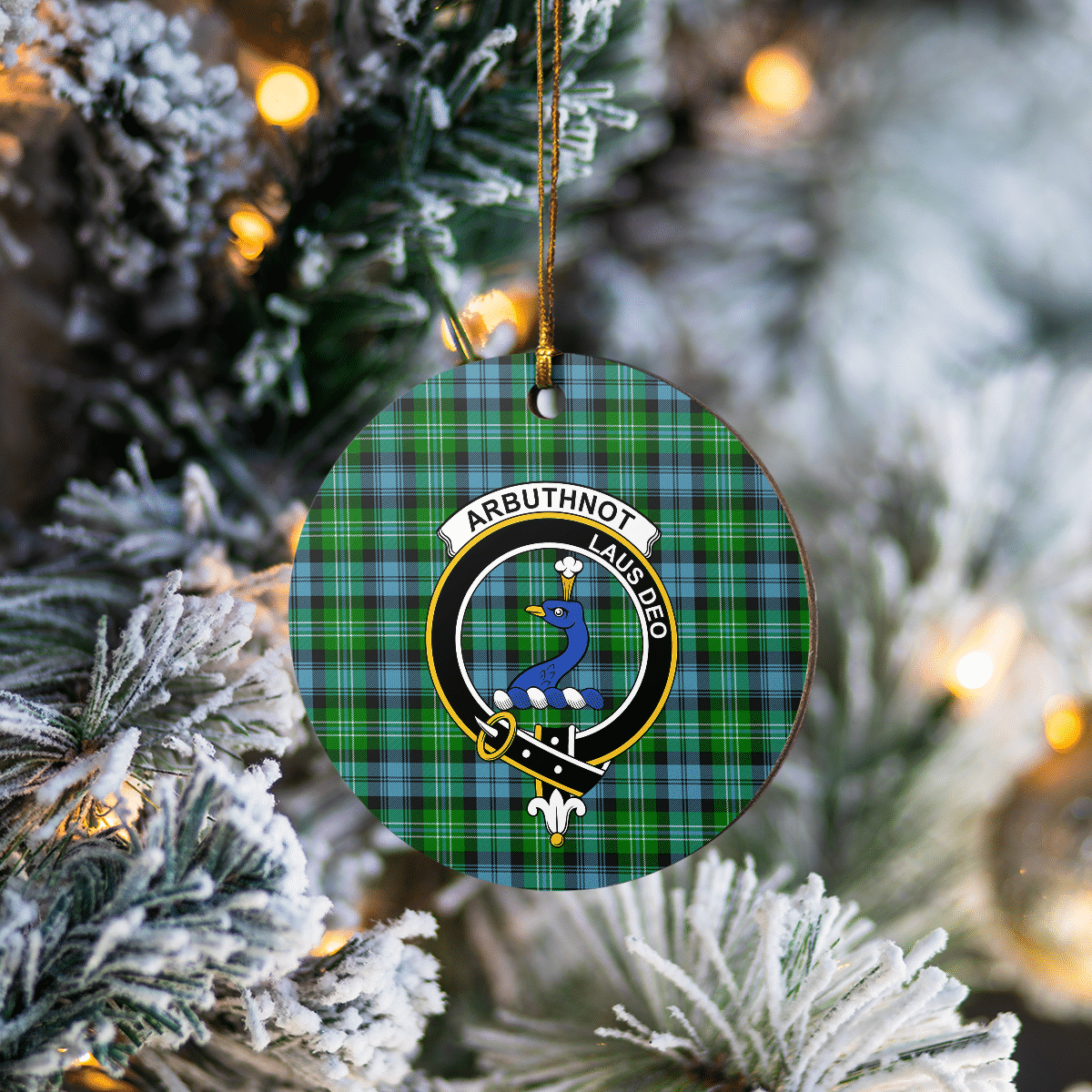 Clan Arbuthnot Ancient Tartan Crest Round Ceramic Ornament VK74 Arbuthnot Ancient Tartan Tartan Christmas   