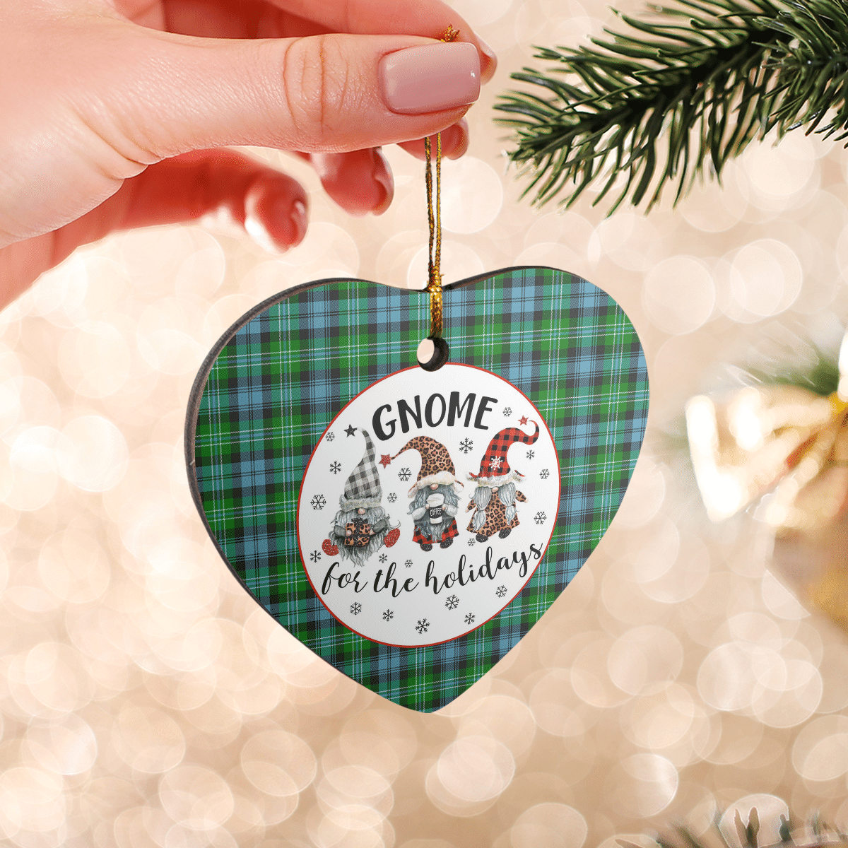 Clan Arbuthnot Ancient Tartan Gnome Heart Ceramic Ornament TE45 Arbuthnot Ancient Tartan Gnome Tartan Christmas   