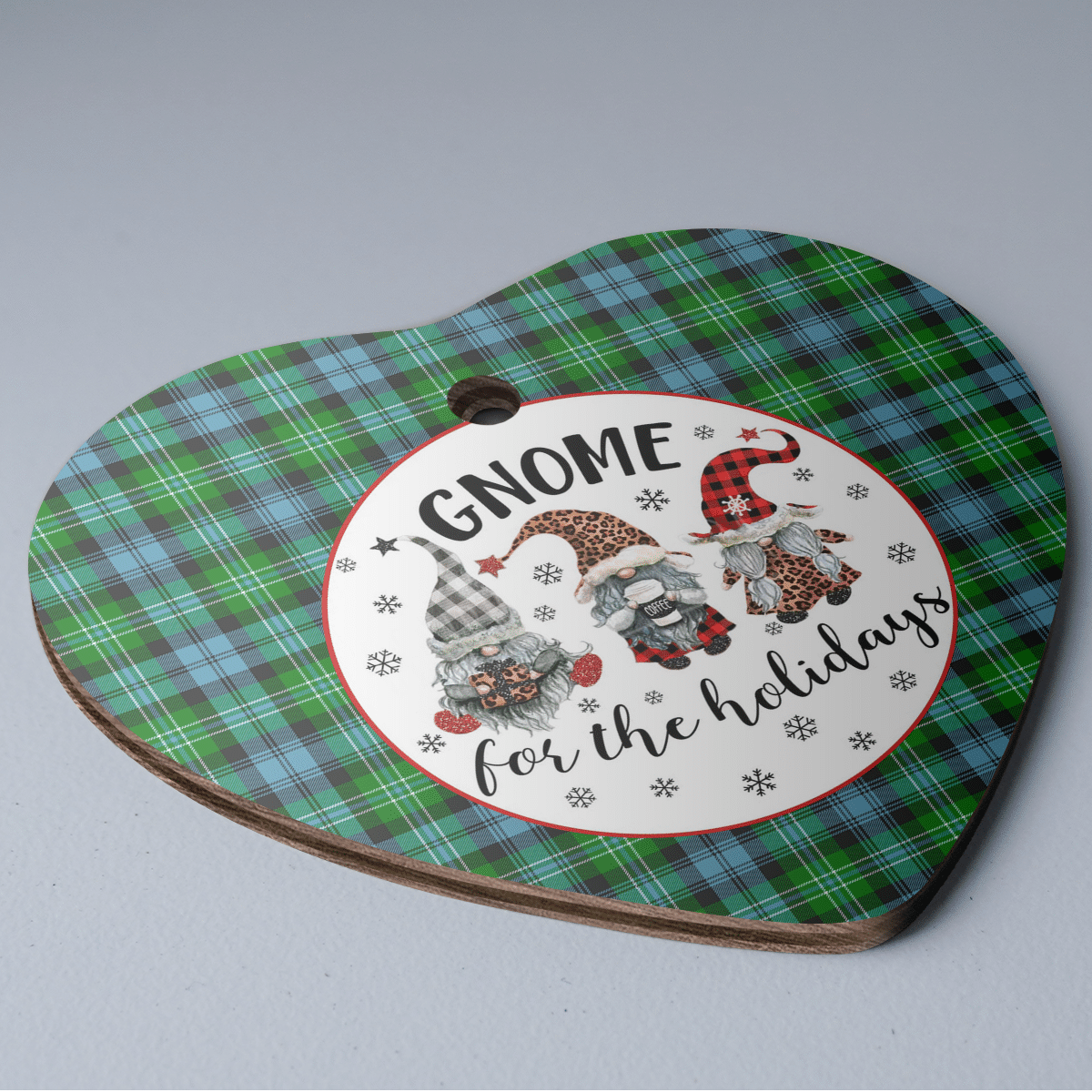 Clan Arbuthnot Ancient Tartan Gnome Heart Ceramic Ornament TE45 Arbuthnot Ancient Tartan Gnome Tartan Christmas   