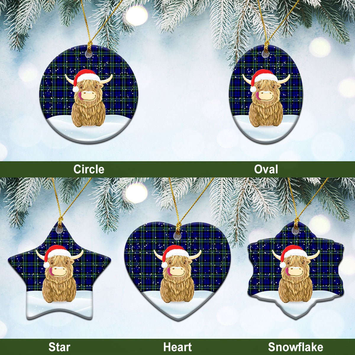 Clan Arbuthnot Modern Tartan Christmas Ceramic Ornament Highland Cows Style NO96 Arbuthnot Modern Tartan Tartan Ornament   