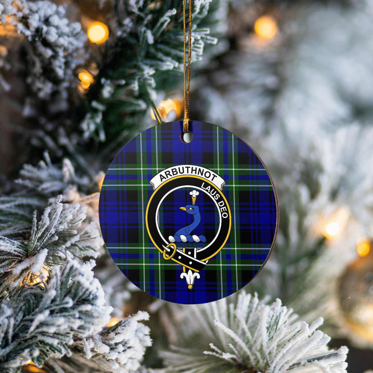 Clan Arbuthnot Modern Tartan Crest Round Ceramic Ornament FL31 Arbuthnot Modern Tartan Tartan Christmas   