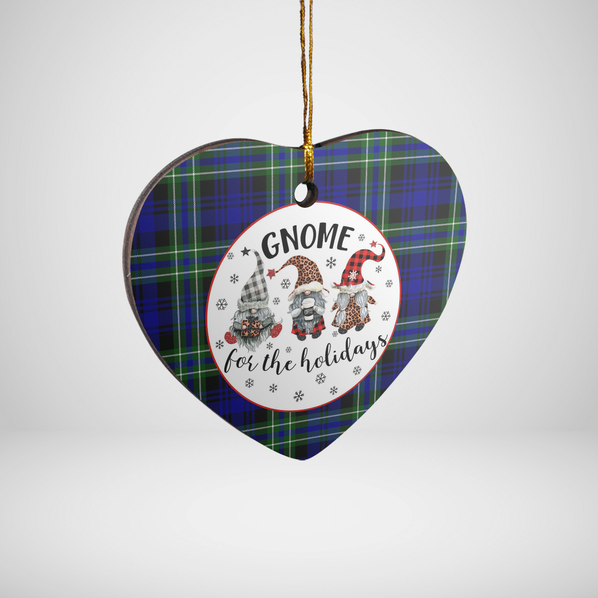 Clan Arbuthnot Modern Tartan Gnome Heart Ceramic Ornament RS49 Arbuthnot Modern Tartan Gnome Tartan Christmas   