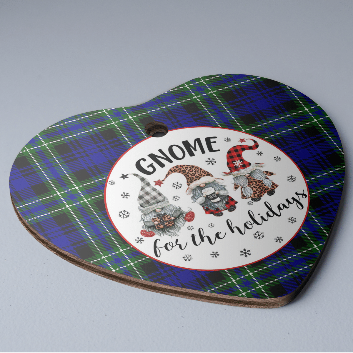 Clan Arbuthnot Modern Tartan Gnome Heart Ceramic Ornament RS49 Arbuthnot Modern Tartan Gnome Tartan Christmas   