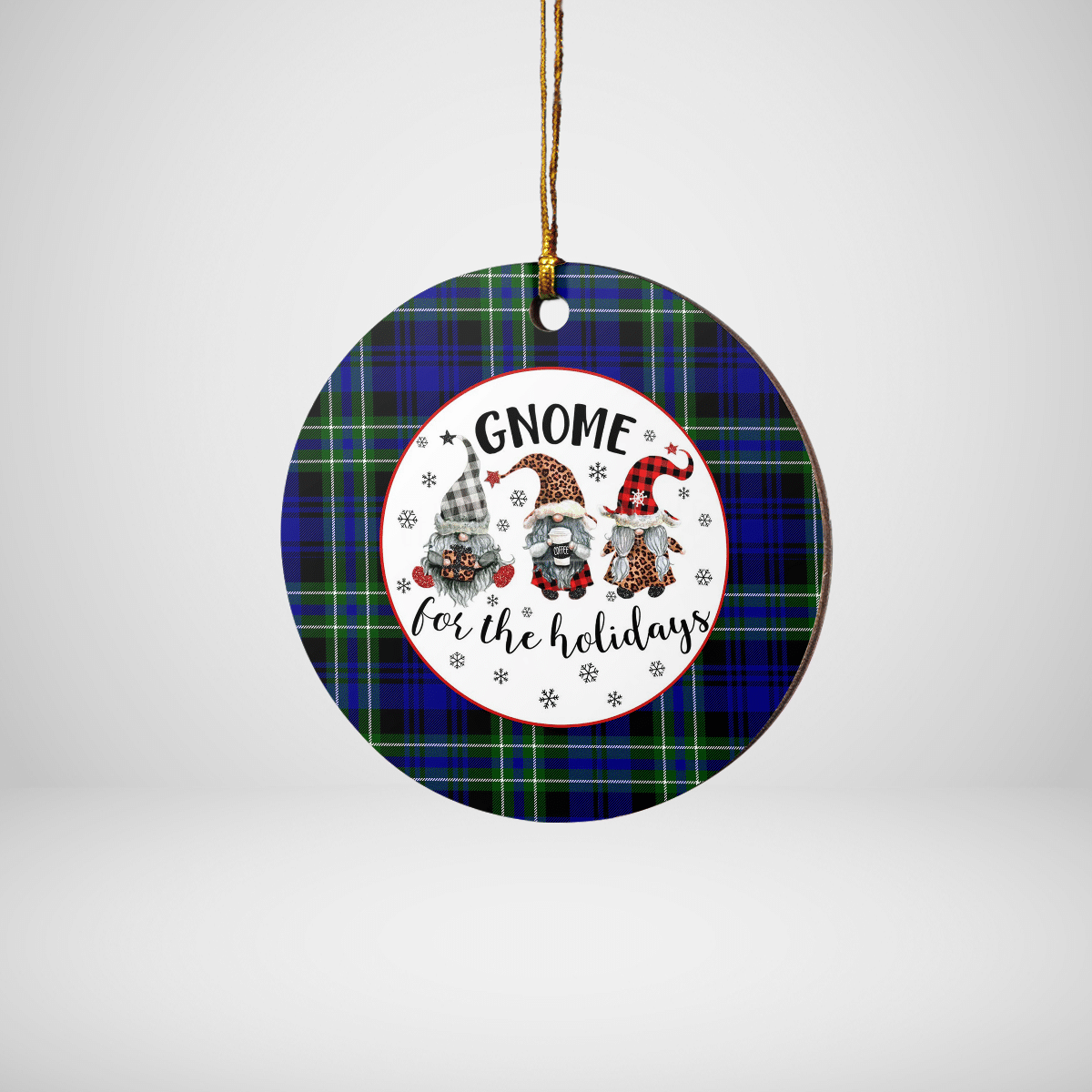 Clan Arbuthnot Modern Tartan Gnome Round Ceramic Ornament HY46 Arbuthnot Modern Tartan Tartan Christmas   