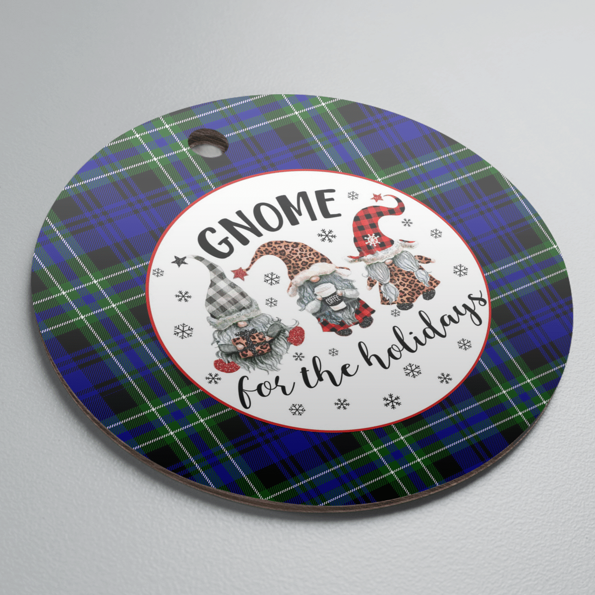 Clan Arbuthnot Modern Tartan Gnome Round Ceramic Ornament HY46 Arbuthnot Modern Tartan Tartan Christmas   