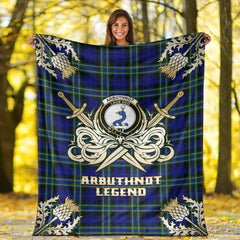 Clan Arbuthnot Modern Tartan Gold Courage Symbol Blanket GE12 Clan Arbuthnot Tartan Today   