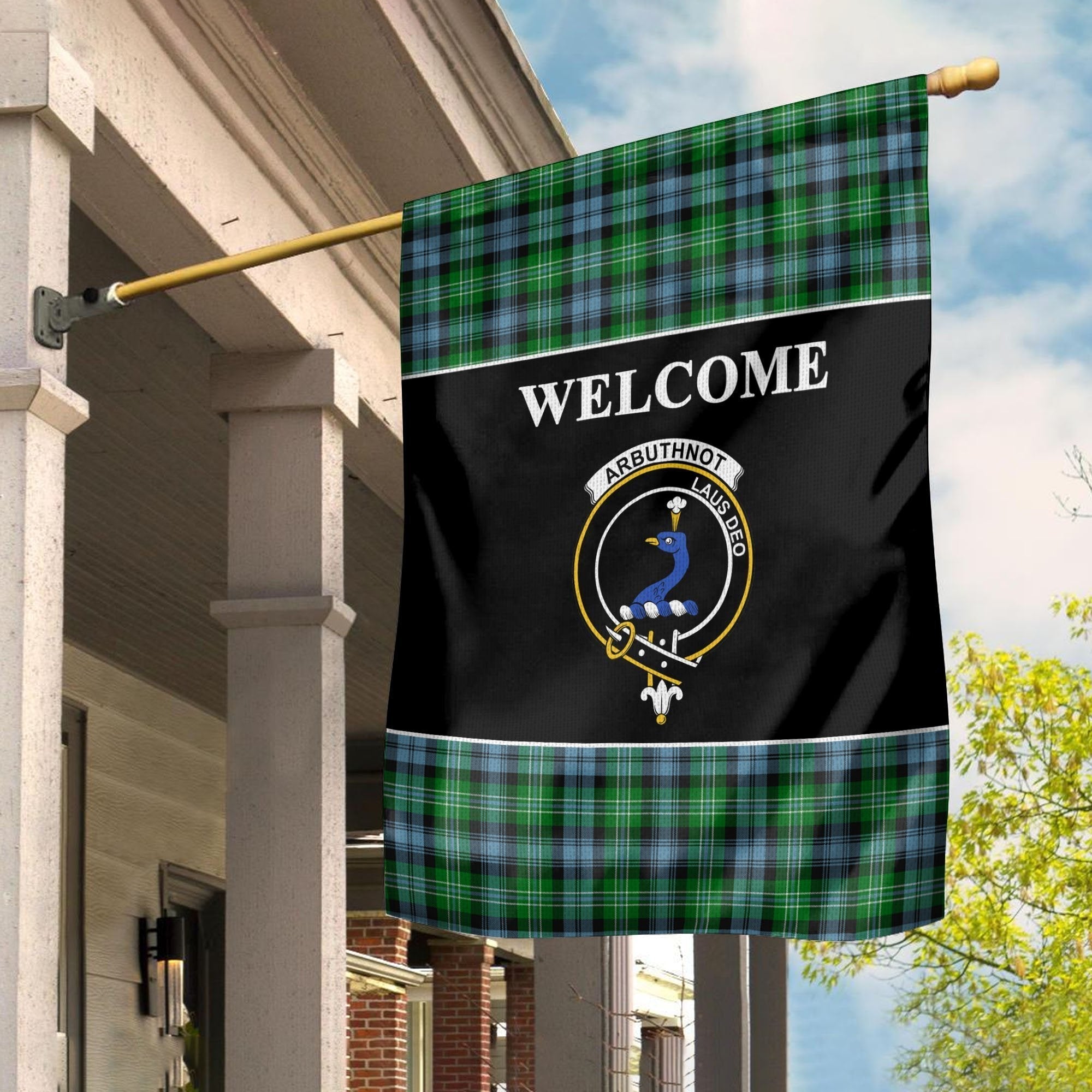 Clan Arbuthnot Tartan Crest Black Garden Flag JH92 Clan Arbuthnot Tartan Today   