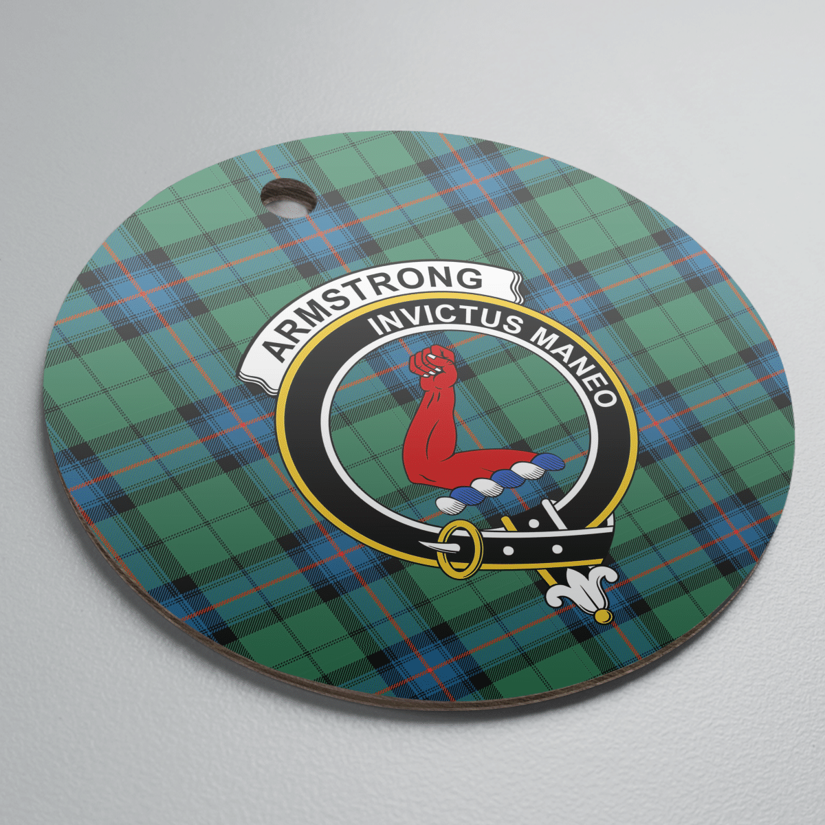 Clan Armstrong Ancient Tartan Crest Round Ceramic Ornament UP39 Armstrong Ancient Tartan Tartan Christmas   