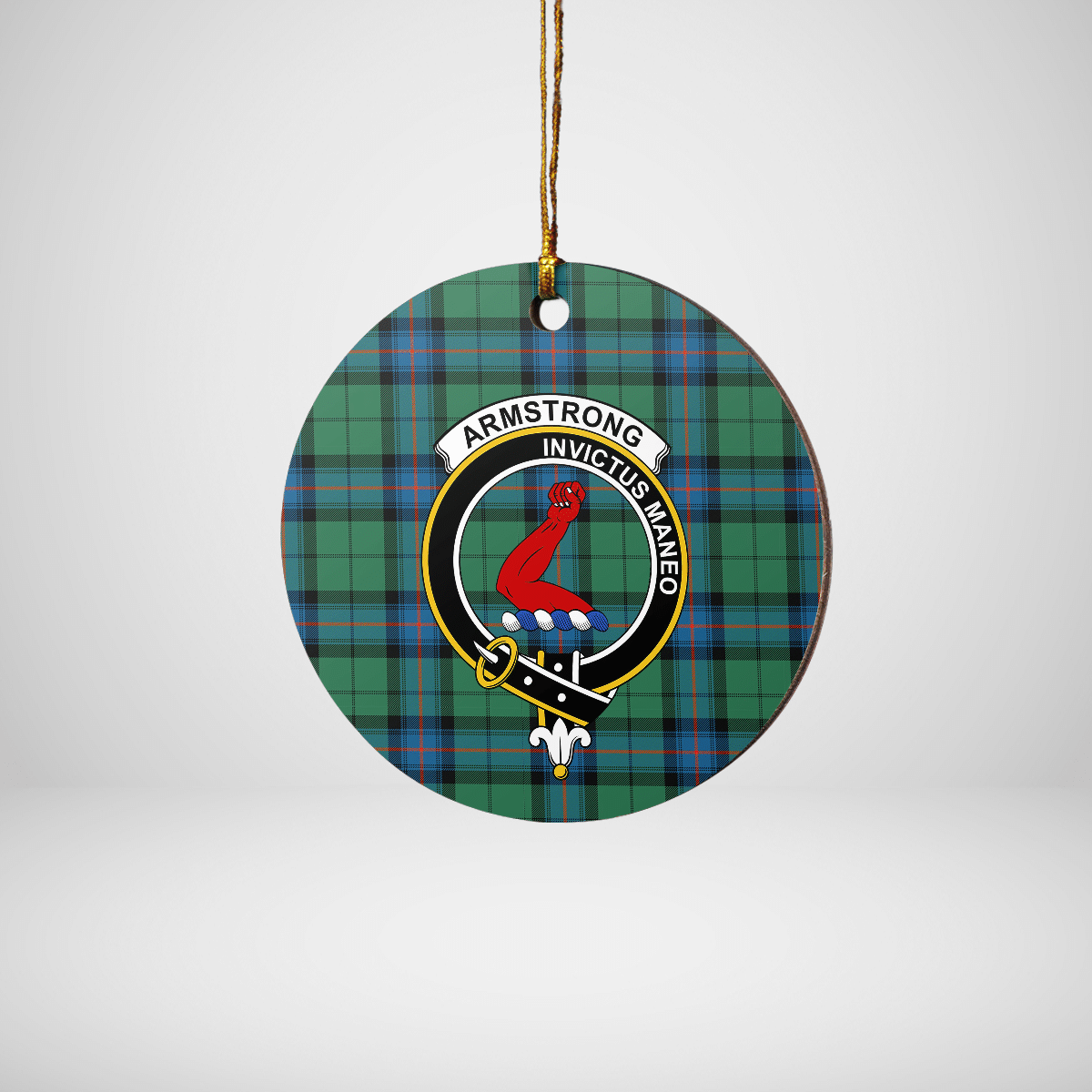 Clan Armstrong Ancient Tartan Crest Round Ceramic Ornament UP39 Armstrong Ancient Tartan Tartan Christmas   