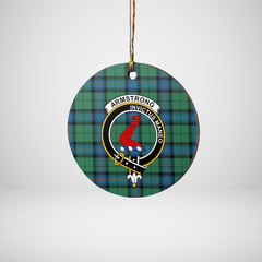 Clan Armstrong Ancient Tartan Crest Round Ceramic Ornament UP39 Armstrong Ancient Tartan Tartan Christmas   